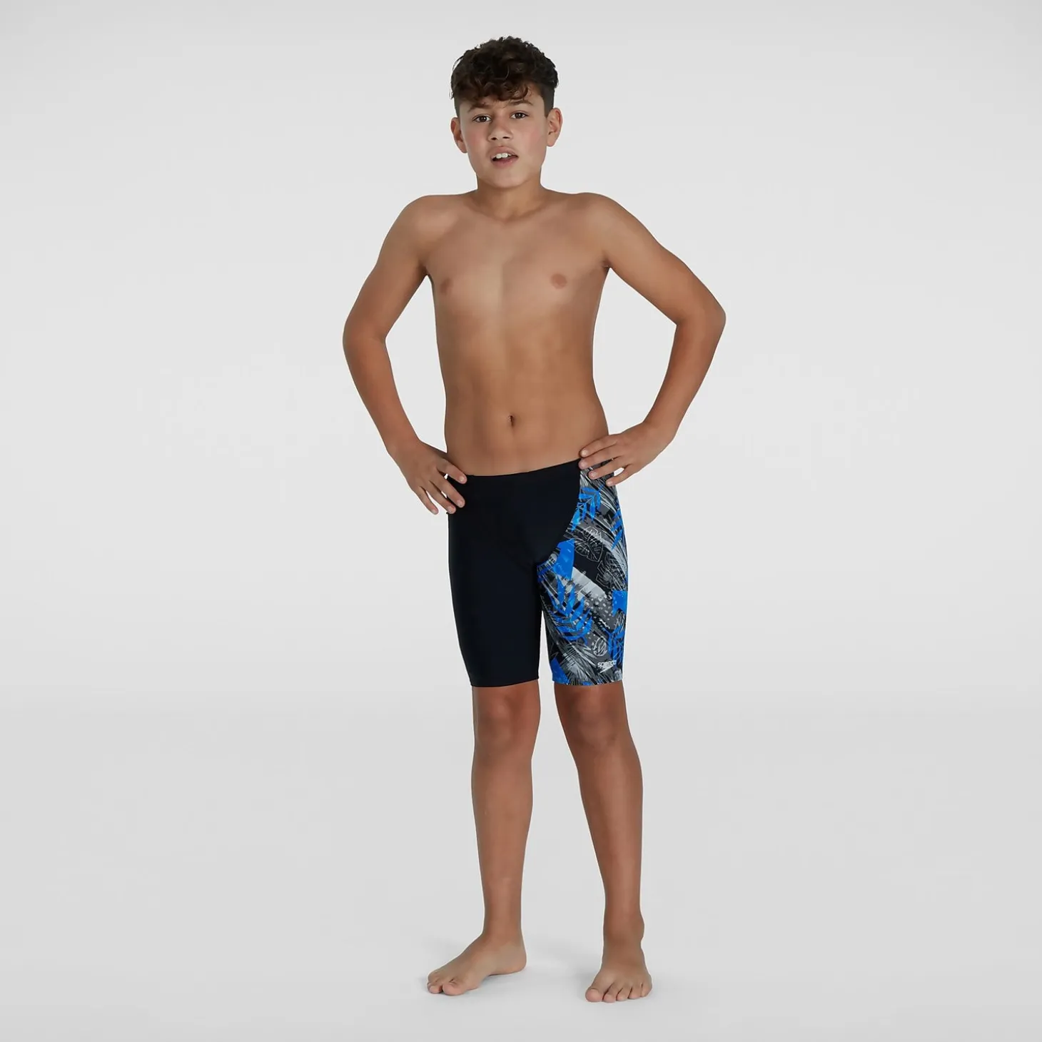 Boys' Digital Allover V Cut Jammer Blue/White