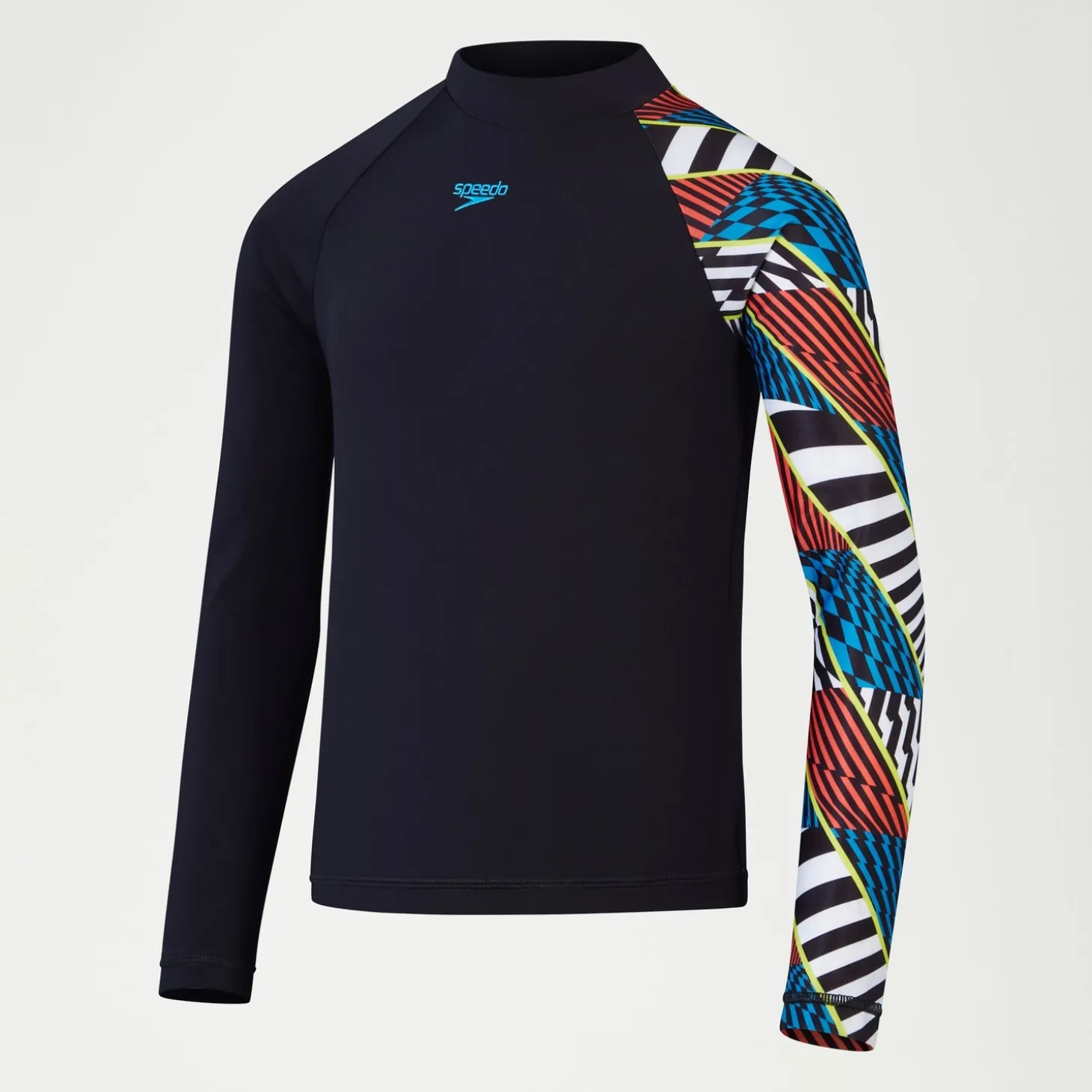 Boys Digital Long Sleeve Rash Top Black/Red/Blue