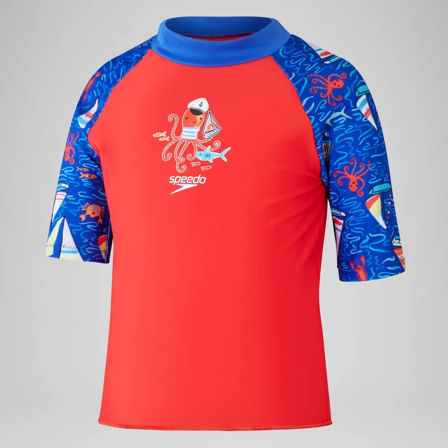 Boys Digital Short Sleeve Rash Top Set Red/Blue
