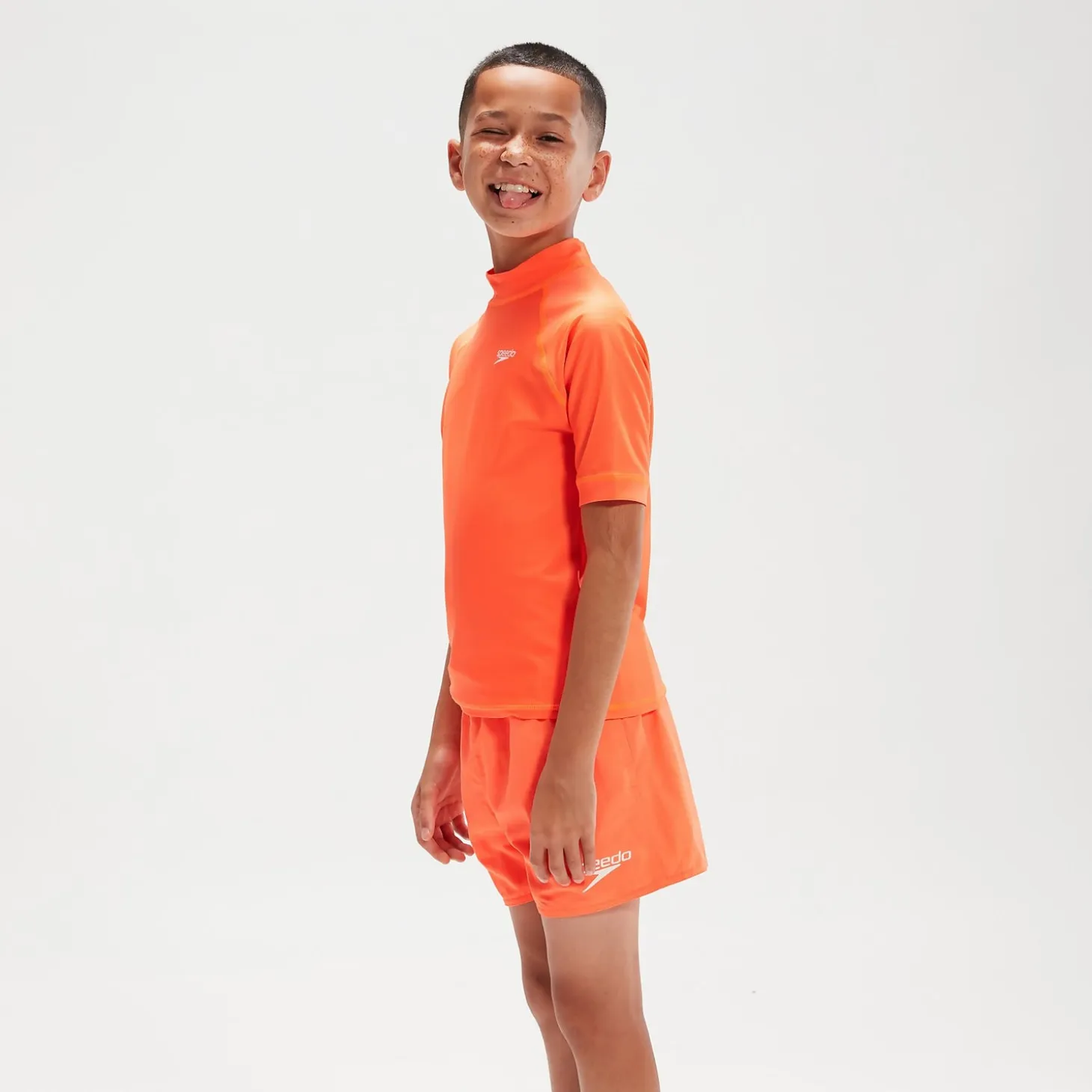 Boys' Printed Short Sleeve Rash Top Orange