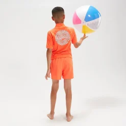 Boys' Printed Short Sleeve Rash Top Orange