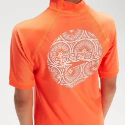 Boys' Printed Short Sleeve Rash Top Orange
