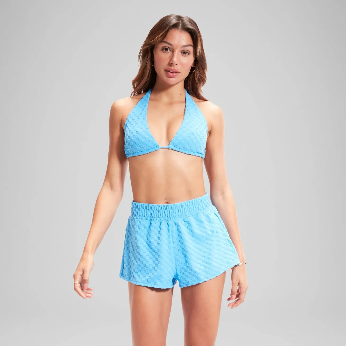 FLU3NTE Terry Triange Bikini Top Blue