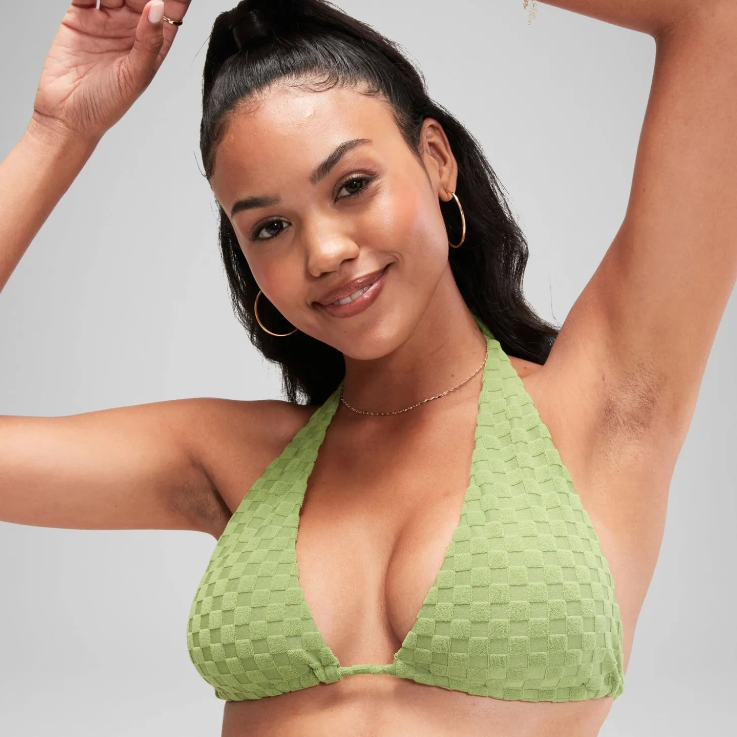 FLU3NTE Terry Triange Bikini Top Green