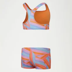 Girls Allover BoylegBikini Orange/Blue