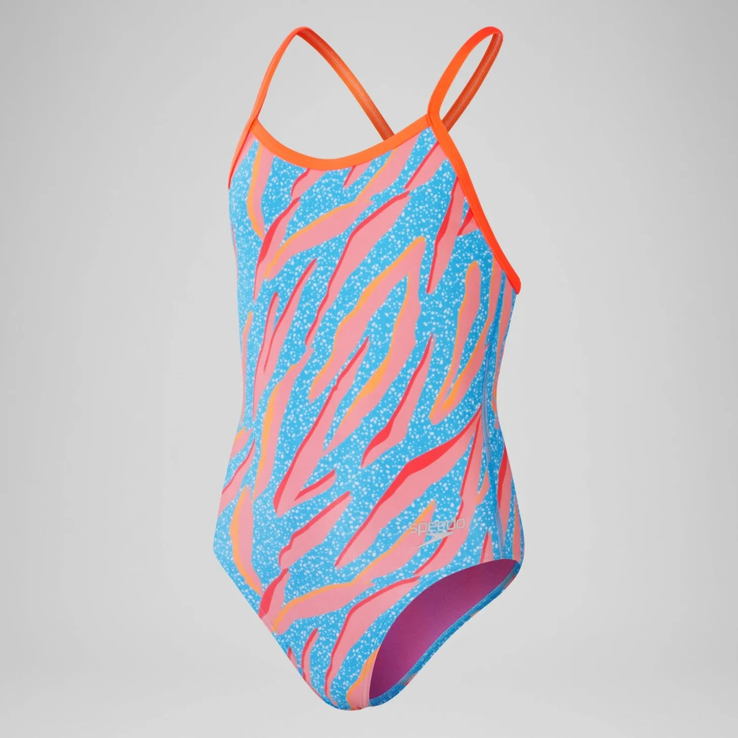 Girls' Club Training Allover Digital Vback Swimsuit Pink/Blue