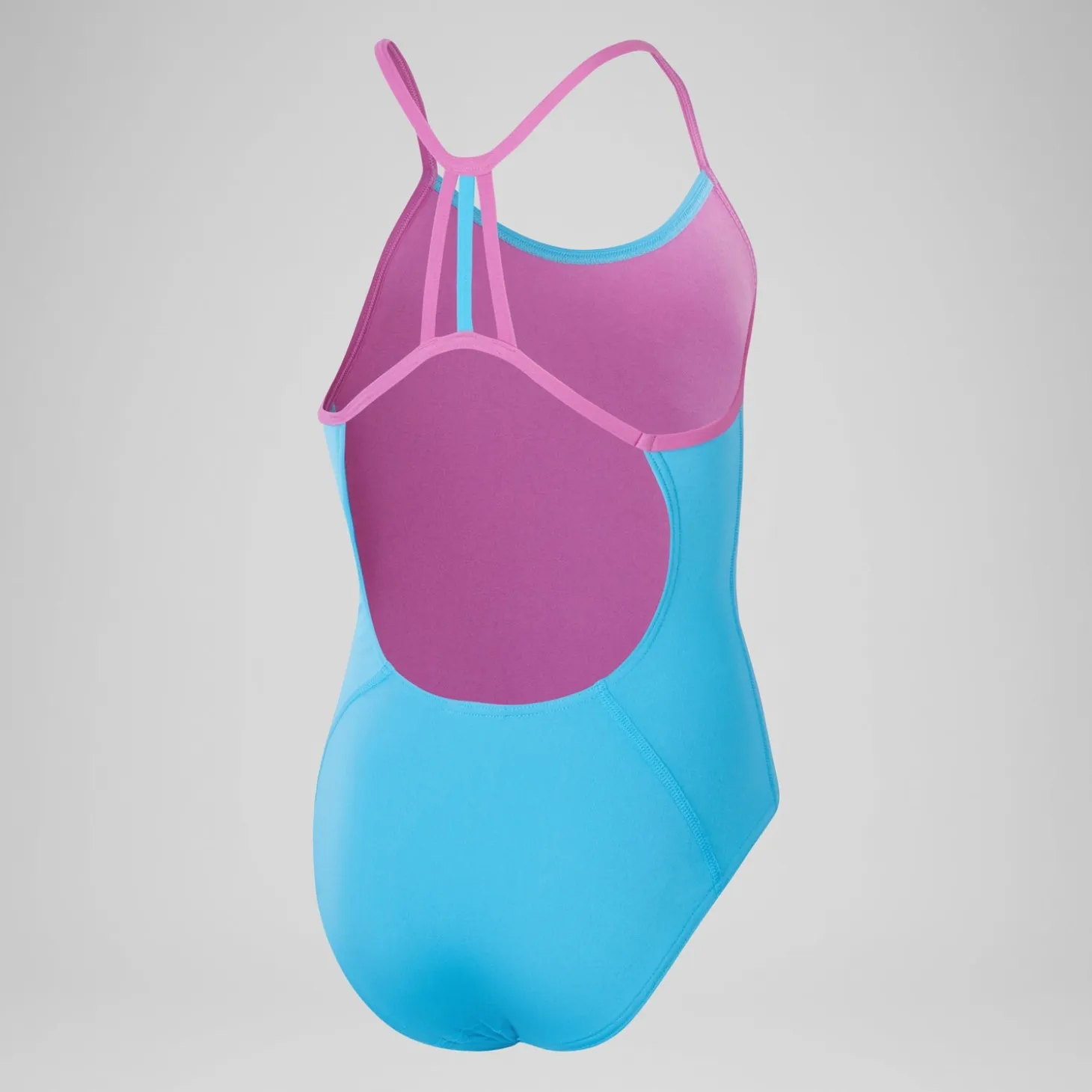 Girls' Club Training Solid Lane Line Back Swimsuit Blue