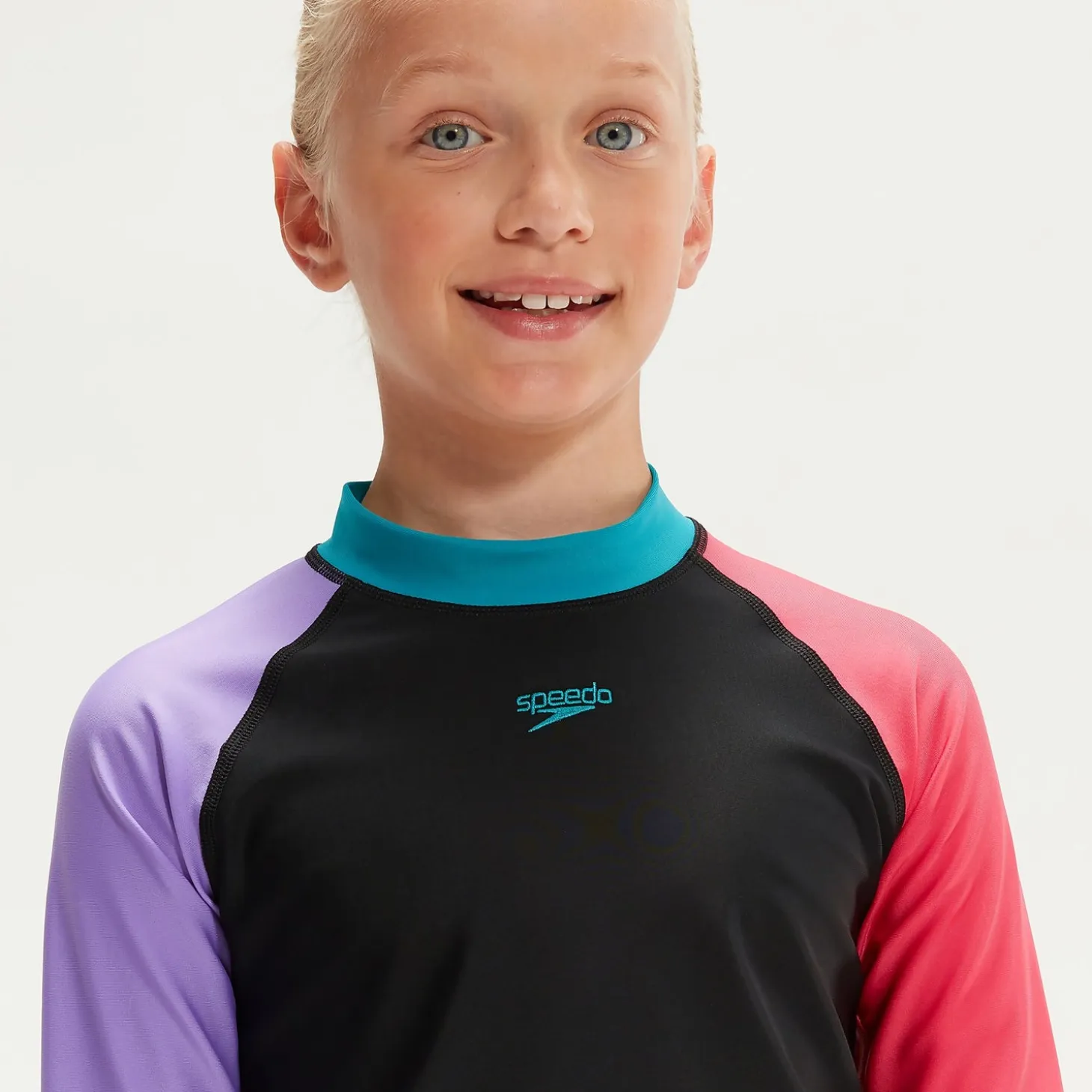 Girls' Colourblock Rash Top & Jammer Set Black/Pink