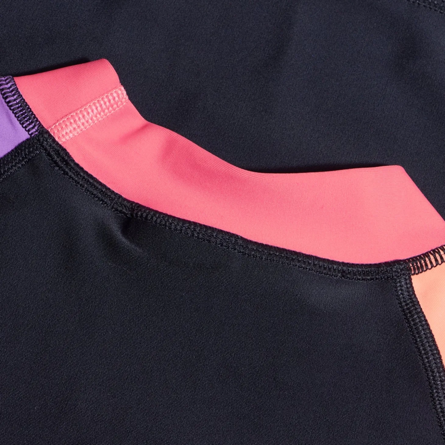 Girls Colourblock Rash Top & Jammer SetBlack/Coral