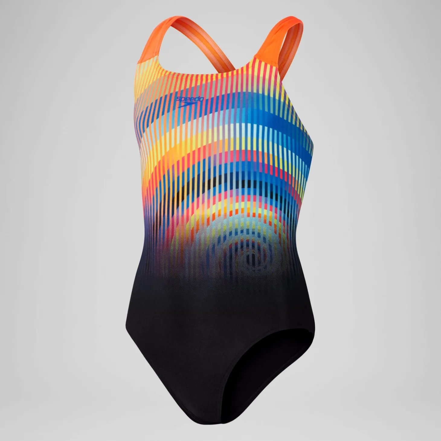 Girls' Digital Placement Powerback Swimsuit Black/Red
