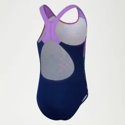 Girls Digital Placement Splashback Swimsuit Navy/Pink