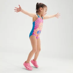 Girls' Digital Printed Swimsuit Purple/Orange