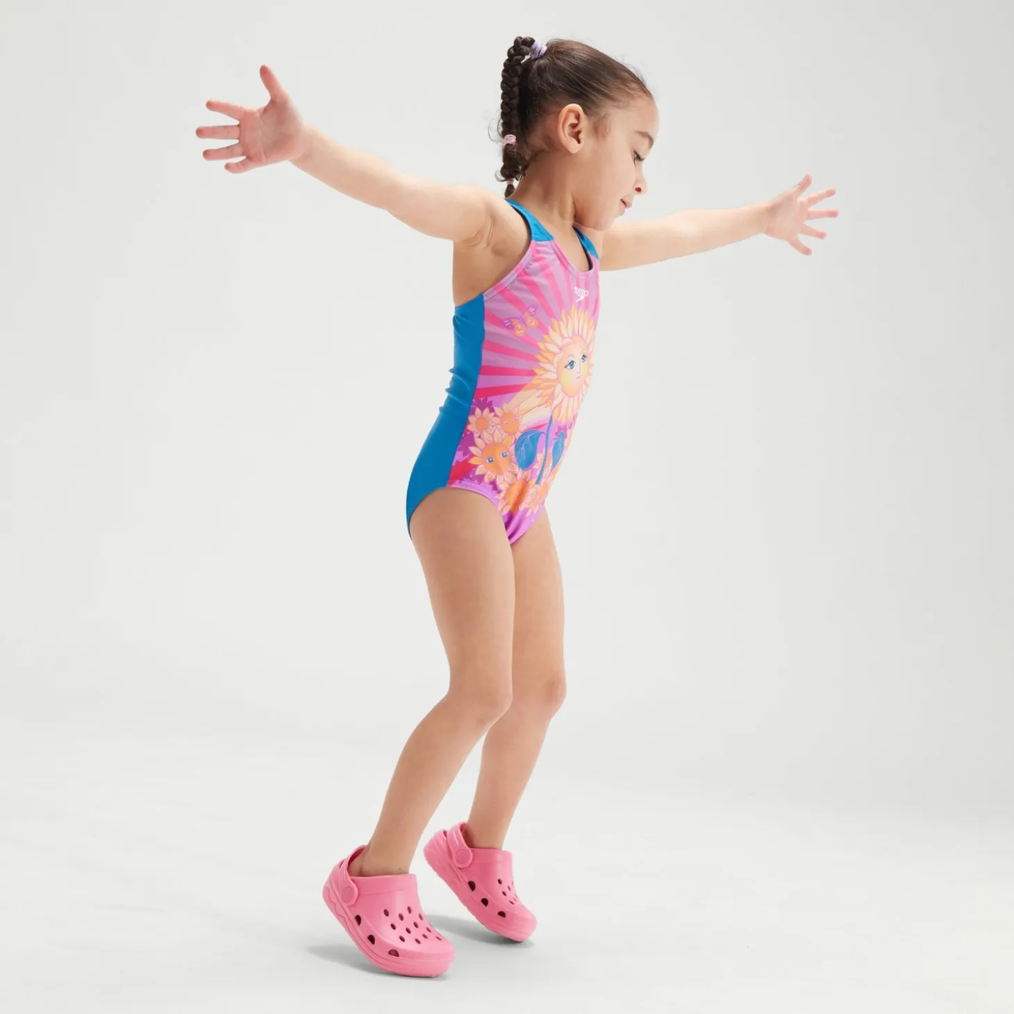 Girls' Digital Printed Swimsuit Purple/Orange