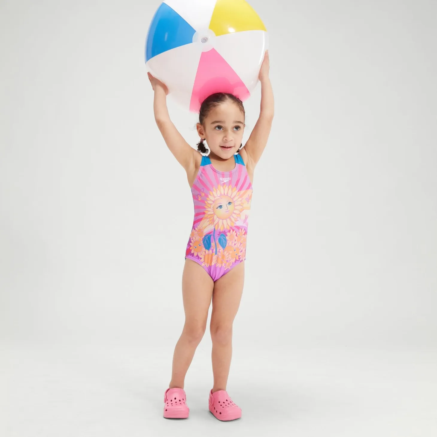 Girls' Digital Printed Swimsuit Purple/Orange