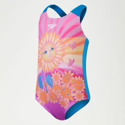Girls' Digital Printed Swimsuit Purple/Orange
