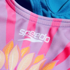 Girls' Digital Printed Swimsuit Purple/Orange