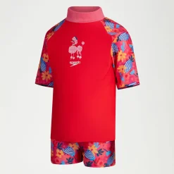 Girls Digital Short Sleeve Rash Top Set Red/Pink