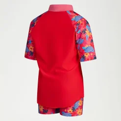 Girls Digital Short Sleeve Rash Top Set Red/Pink