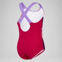 Girls Learn to Swim Printed Crossback Swimsuit Pink/Coral