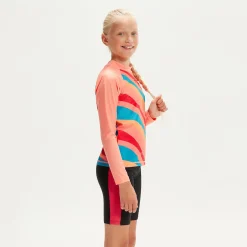 Girls' Long Sleeve Rash Top Coral/Aqua