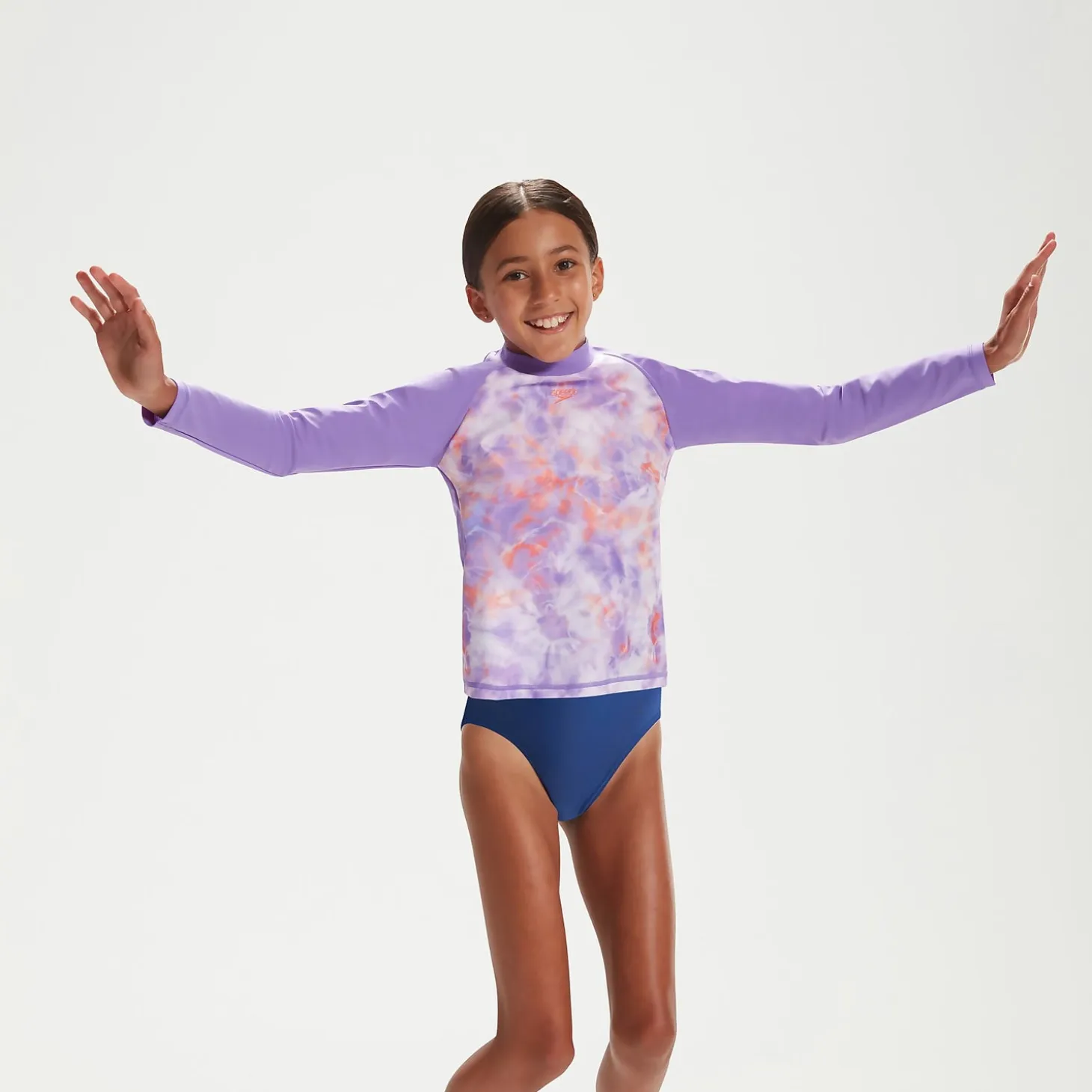 Girls' Long Sleeve Rash Top Lilac/White