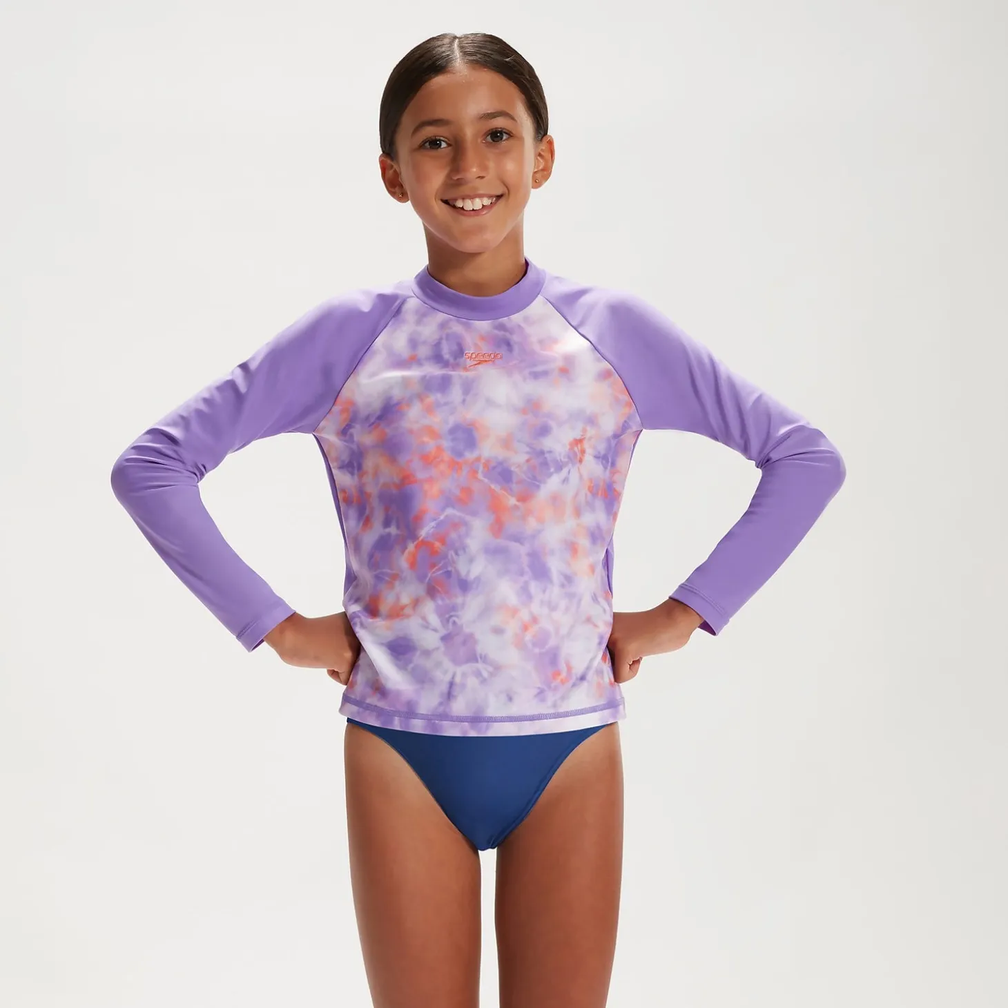 Girls' Long Sleeve Rash Top Lilac/White