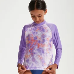 Girls' Long Sleeve Rash Top Lilac/White