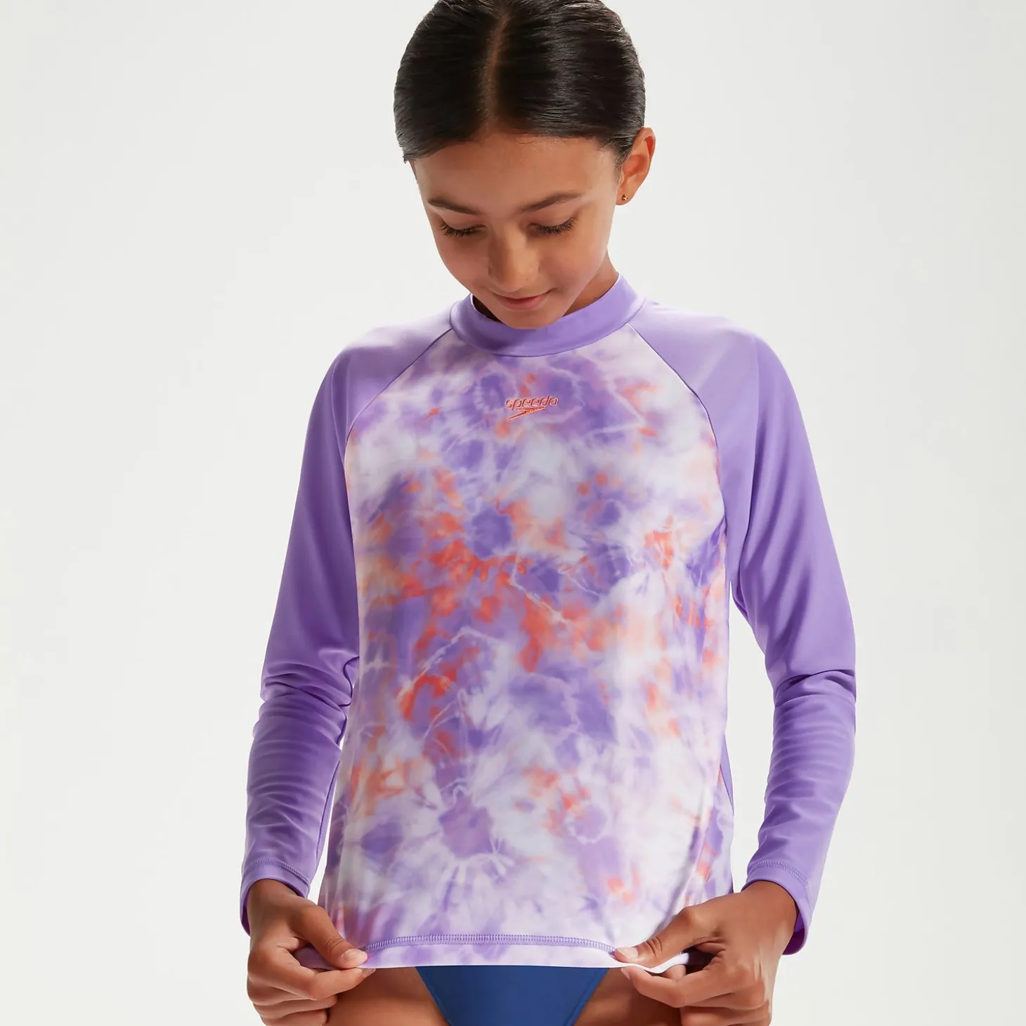 Girls' Long Sleeve Rash Top Lilac/White