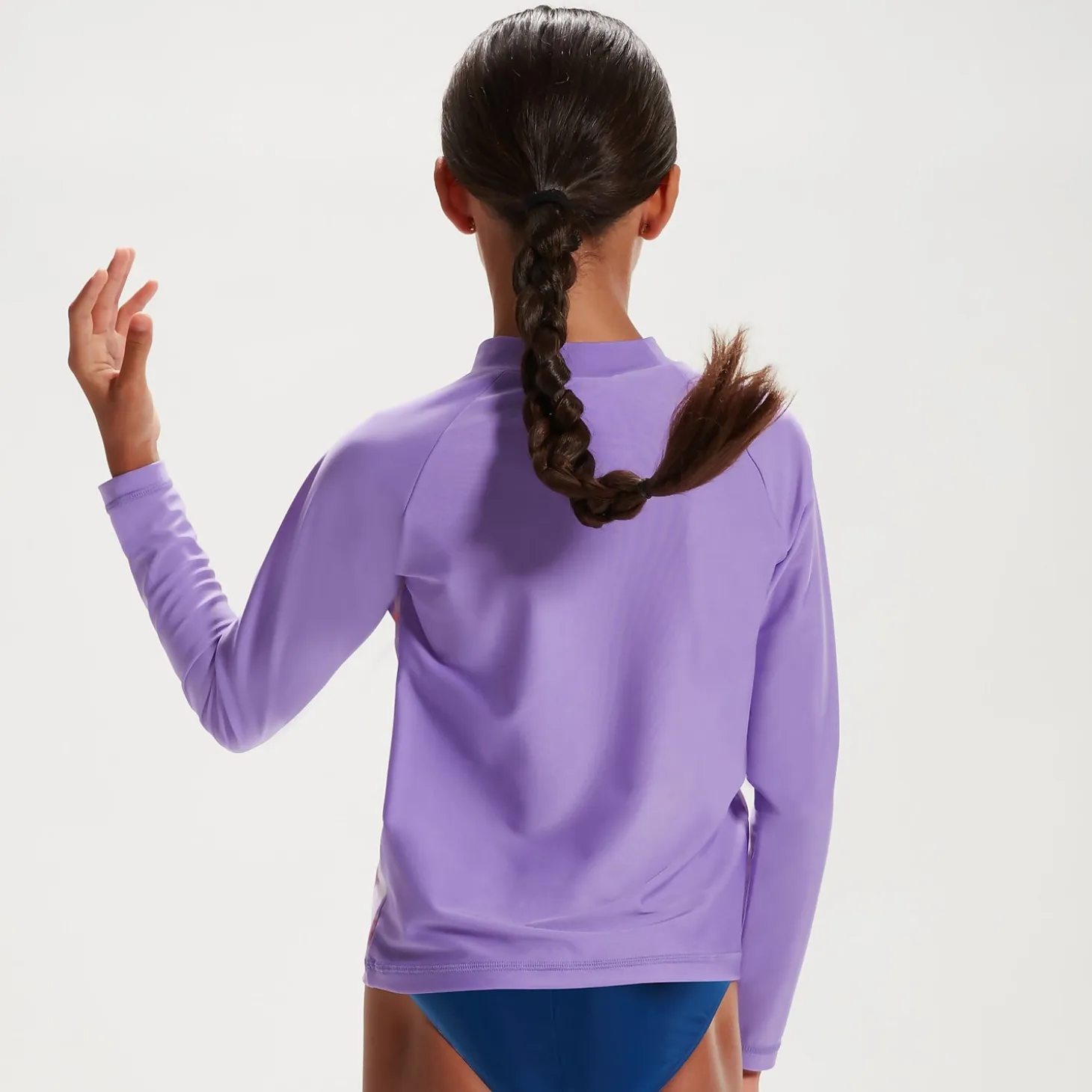 Girls' Long Sleeve Rash Top Lilac/White