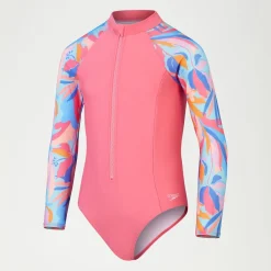 Girls Long SleeveSwimsuit Pink/Blue