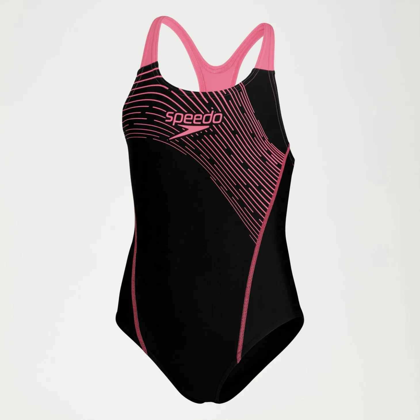 Girls Medley Logo Medalist Swimsuit Black/Pink