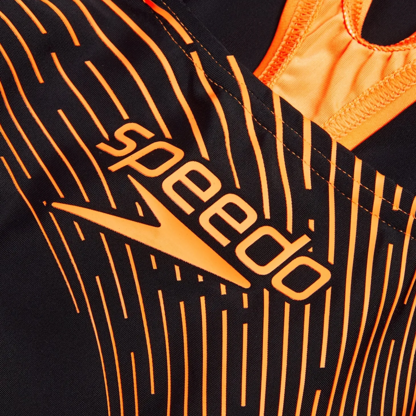 Girls' Medley Logo Swimsuit Black/Orange