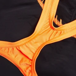 Girls' Medley Logo Swimsuit Black/Orange