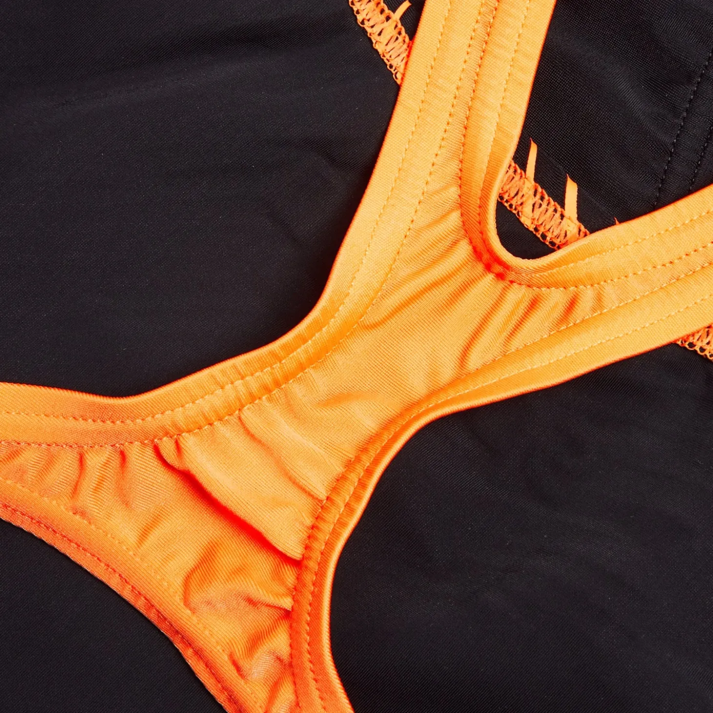 Girls' Medley Logo Swimsuit Black/Orange