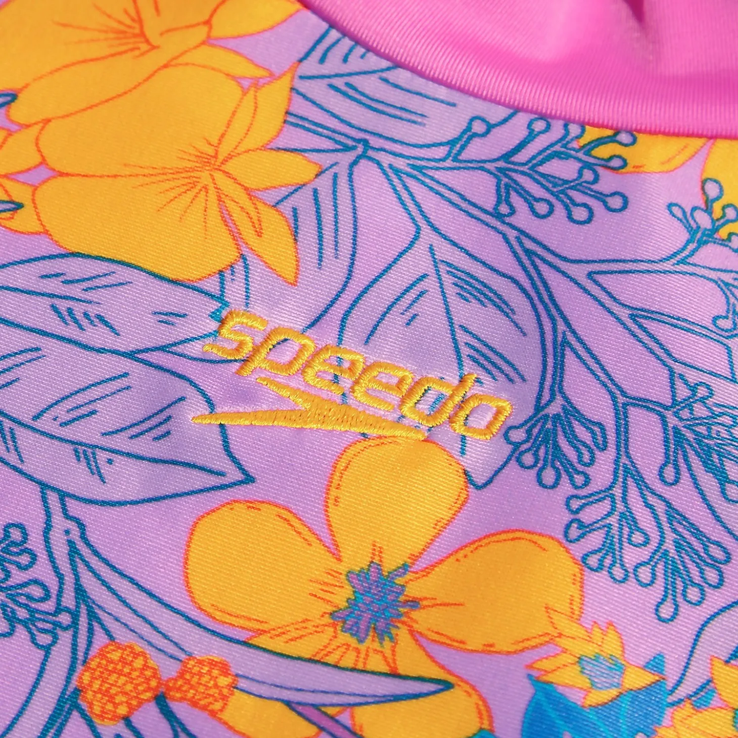 Girls' Printed Long Sleeve Rash Top Violet/Mango