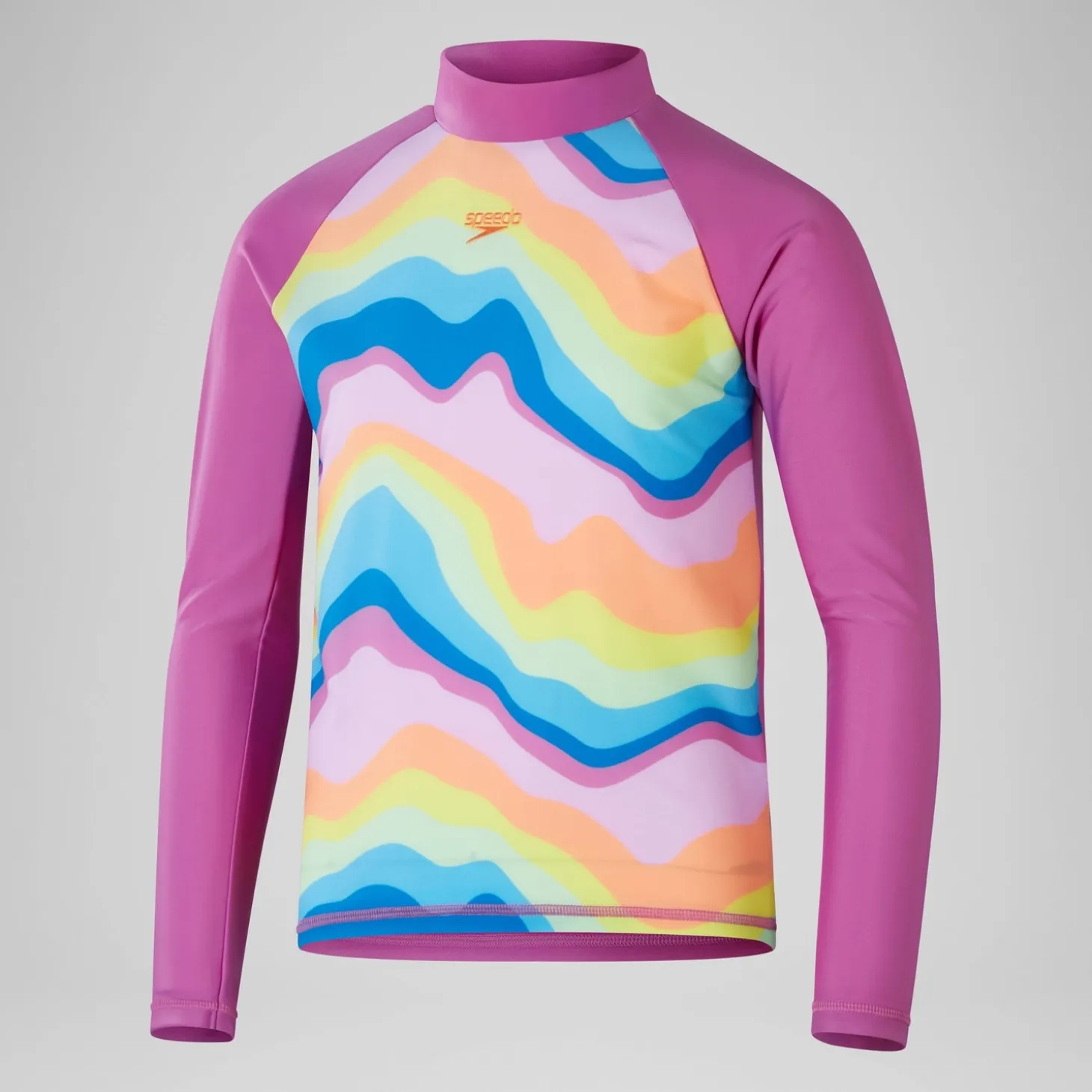 Girls' Printed Long Sleeve Rash Top Pink
