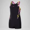 Girls' Printed Panel Legsuit Black/Pink
