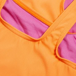 Girls' Textured Swimsuit Orange