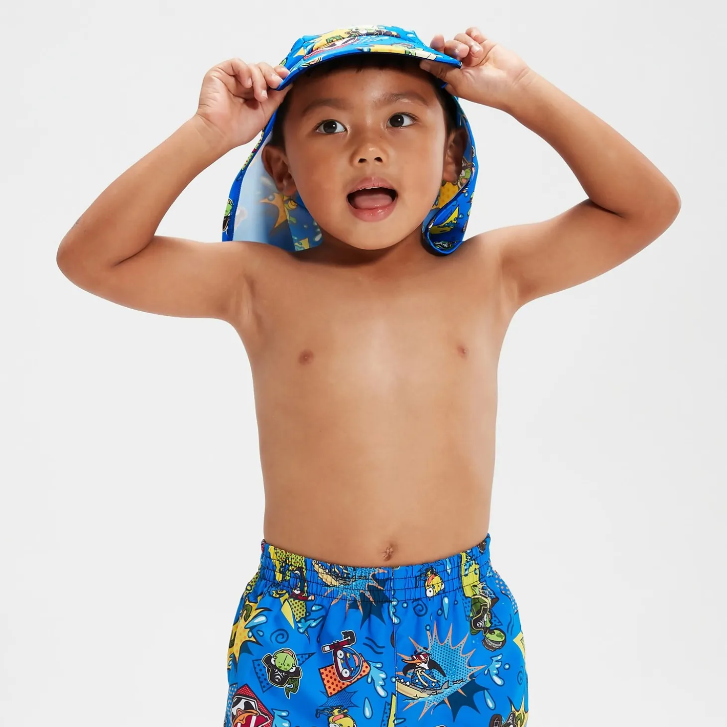 Infant Boy's Learn To Swim Sun Protection Hat Blue