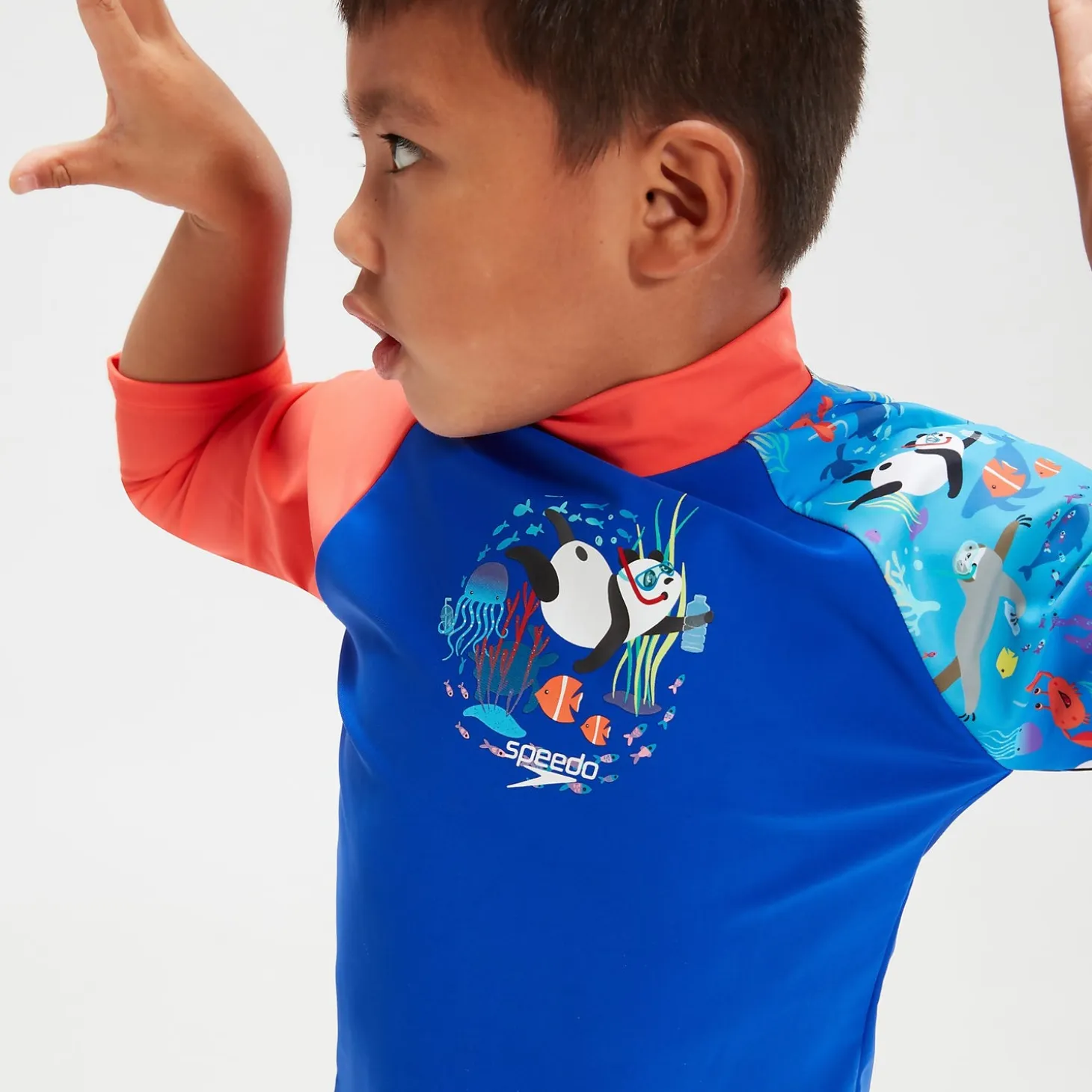 Infant Boys' Long Sleeve Printed Rash Top Coral/Blue