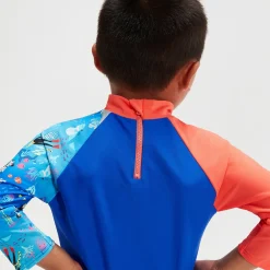 Infant Boys' Long Sleeve Printed Rash Top Coral/Blue