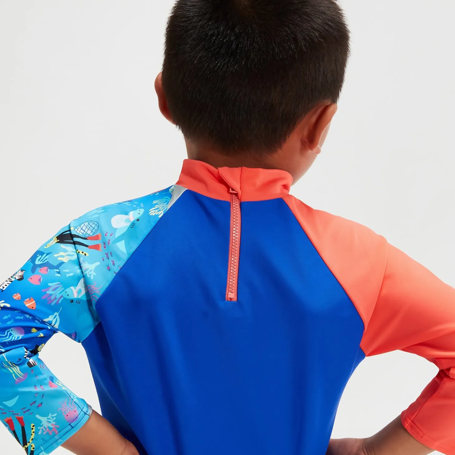 Infant Boys' Long Sleeve Printed Rash Top Coral/Blue