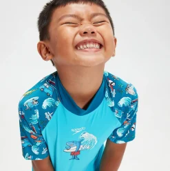 Infant Boys' Short Sleeve Printed Rash Top Set Blue
