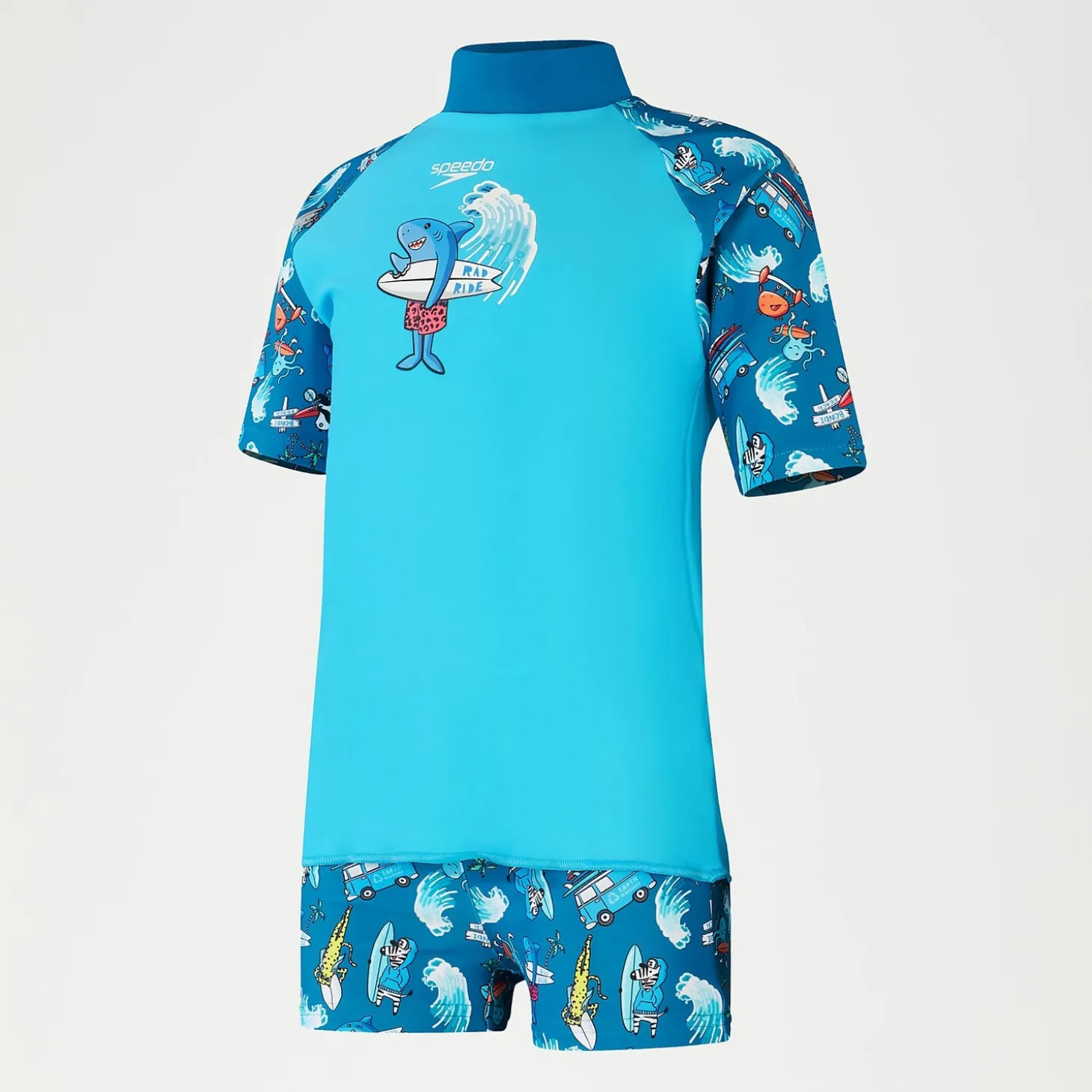 Infant Boys' Short Sleeve Printed Rash Top Set Blue
