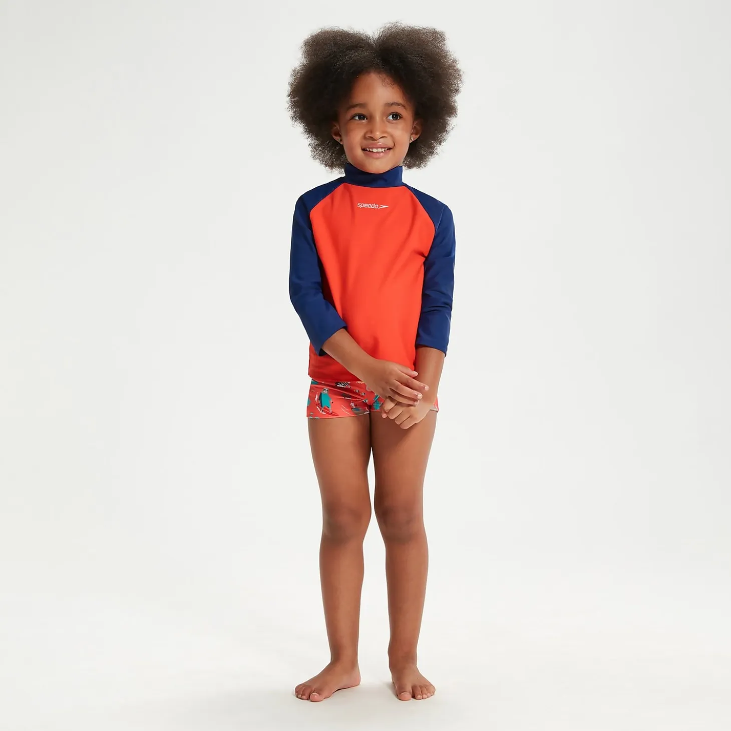 Infant Unisex Learn To Swim Essential Rash Top Blue/Coral