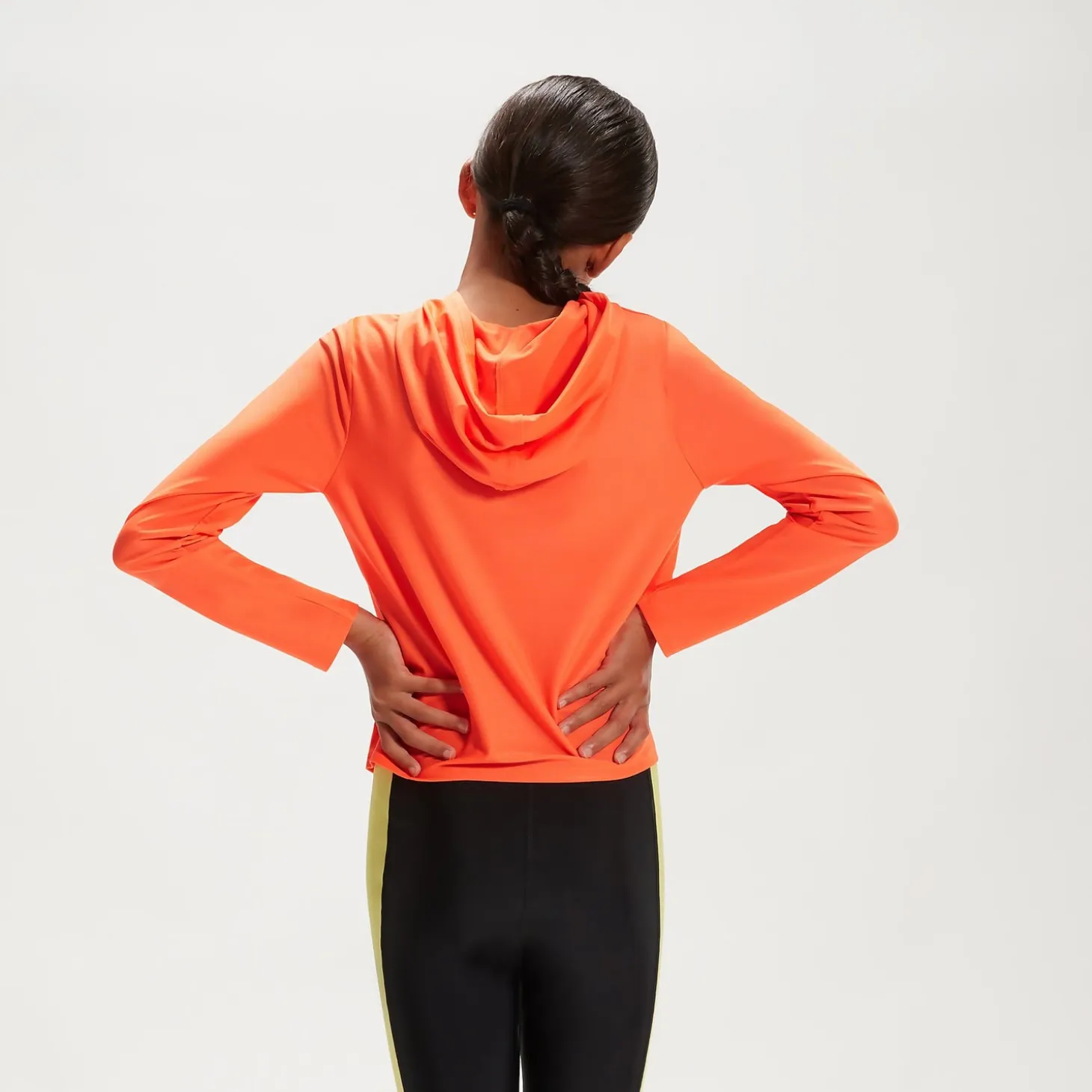 Junior Unisex Hooded Long Sleeve Rash Top Orange/Blue