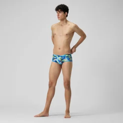 Men's Club Training Allover Digi 14cm Brief Blue/Yellow