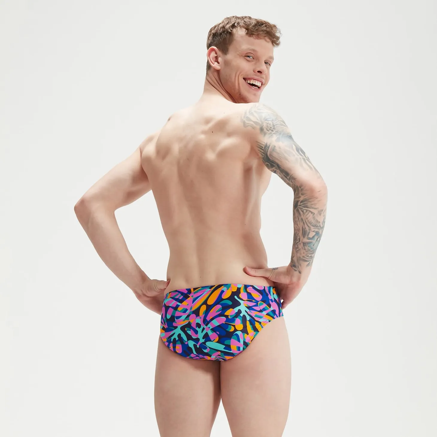 Men's Club Training 8cm Allover Digital Brief Blue/Mango