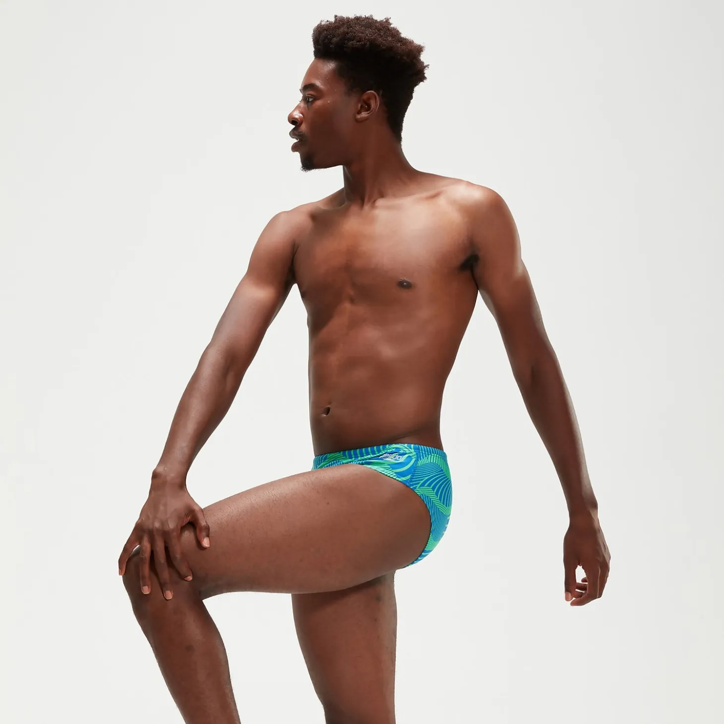 Men's 8cm Club Training Wavespace Brief Blue/Green