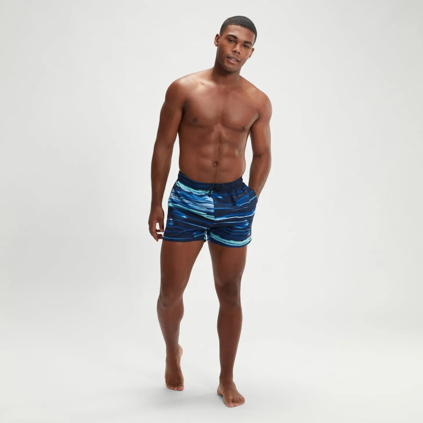 Men's Digital Printed Leisure 14" Swim Shorts Blue